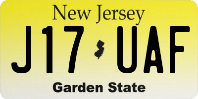 NJ license plate J17UAF