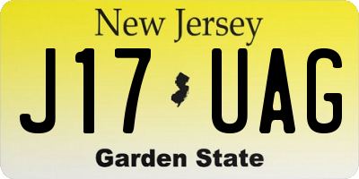 NJ license plate J17UAG