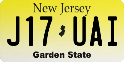 NJ license plate J17UAI