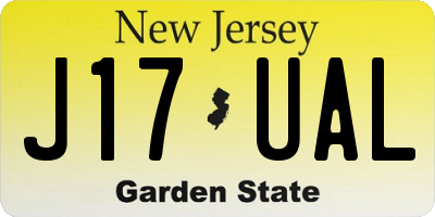 NJ license plate J17UAL