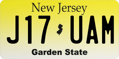 NJ license plate J17UAM