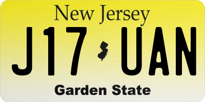 NJ license plate J17UAN