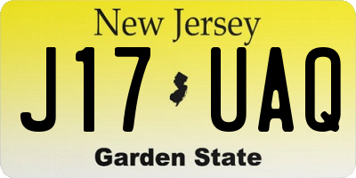 NJ license plate J17UAQ
