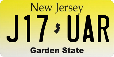NJ license plate J17UAR