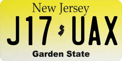 NJ license plate J17UAX