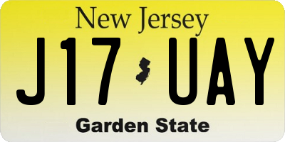 NJ license plate J17UAY