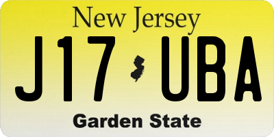 NJ license plate J17UBA