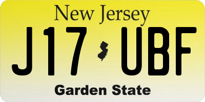 NJ license plate J17UBF