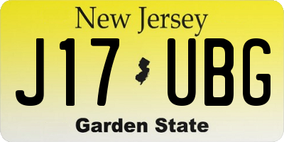 NJ license plate J17UBG
