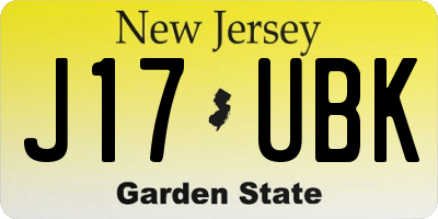 NJ license plate J17UBK