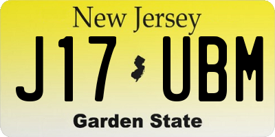 NJ license plate J17UBM