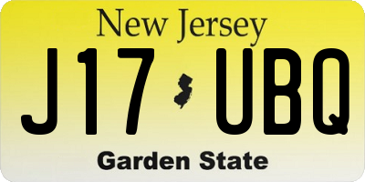 NJ license plate J17UBQ