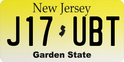 NJ license plate J17UBT