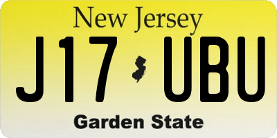 NJ license plate J17UBU