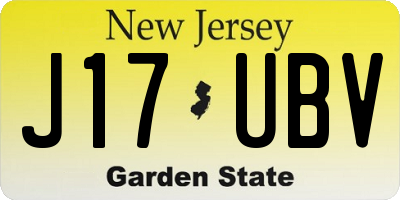 NJ license plate J17UBV