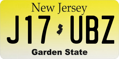 NJ license plate J17UBZ