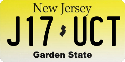 NJ license plate J17UCT