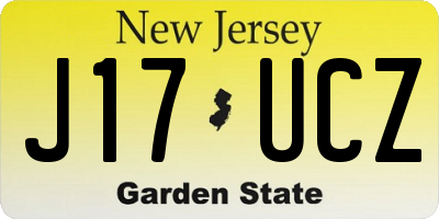 NJ license plate J17UCZ