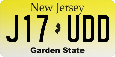 NJ license plate J17UDD
