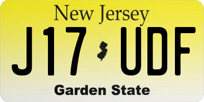 NJ license plate J17UDF