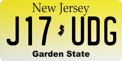 NJ license plate J17UDG
