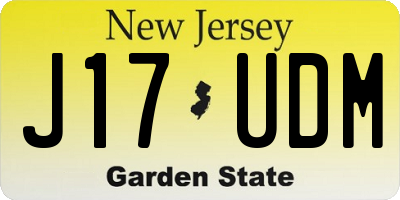 NJ license plate J17UDM