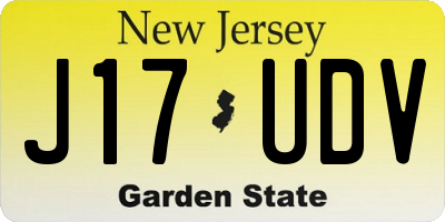NJ license plate J17UDV