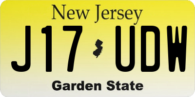 NJ license plate J17UDW