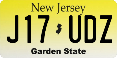 NJ license plate J17UDZ