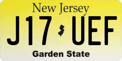 NJ license plate J17UEF