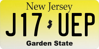 NJ license plate J17UEP