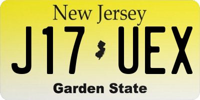NJ license plate J17UEX