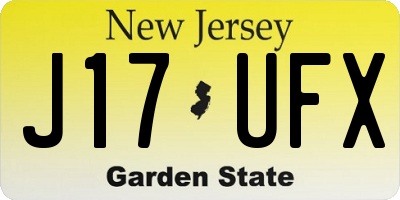 NJ license plate J17UFX
