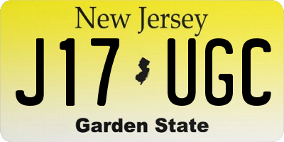 NJ license plate J17UGC