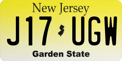 NJ license plate J17UGW