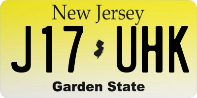 NJ license plate J17UHK