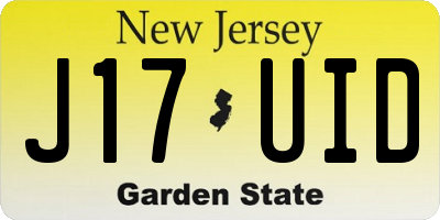 NJ license plate J17UID