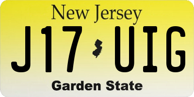 NJ license plate J17UIG