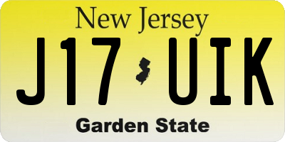 NJ license plate J17UIK