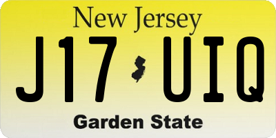 NJ license plate J17UIQ
