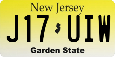 NJ license plate J17UIW