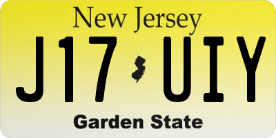 NJ license plate J17UIY