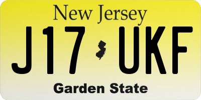 NJ license plate J17UKF