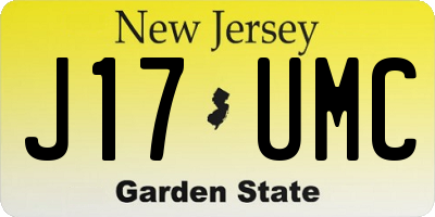 NJ license plate J17UMC