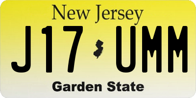 NJ license plate J17UMM