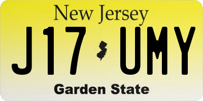 NJ license plate J17UMY