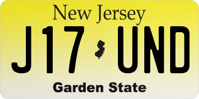 NJ license plate J17UND