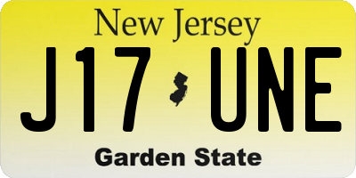 NJ license plate J17UNE