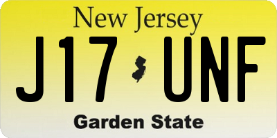 NJ license plate J17UNF