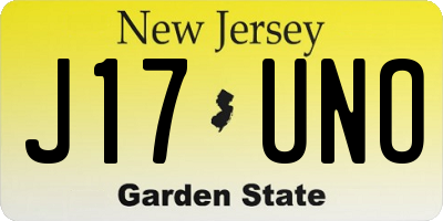 NJ license plate J17UNO